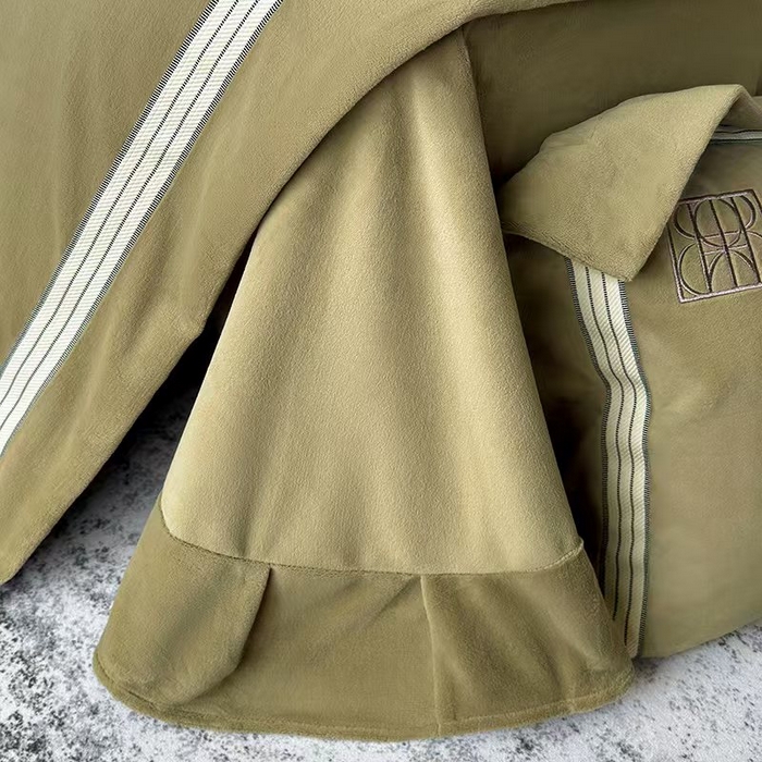 91家纺网 家纺一手货源 找家纺 席之家 席之家 2025新款280克全消光刺绣牛奶绒四件套 艺术空间-青柠绿