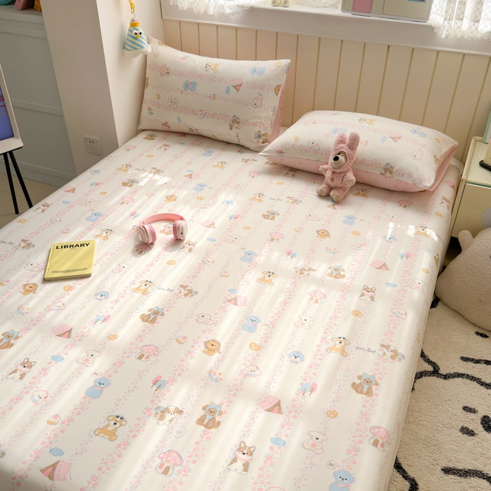 91家纺网 家纺一手货源 找家纺 典曼家纺 2025新款40支学生季卡通印花床单单床单床单单件 可爱多