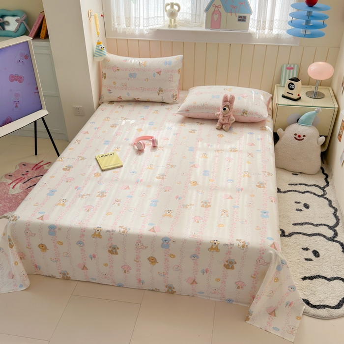 91家纺网 家纺一手货源 找家纺 典曼家纺 2025新款40支学生季卡通印花床单单床单床单单件 可爱多