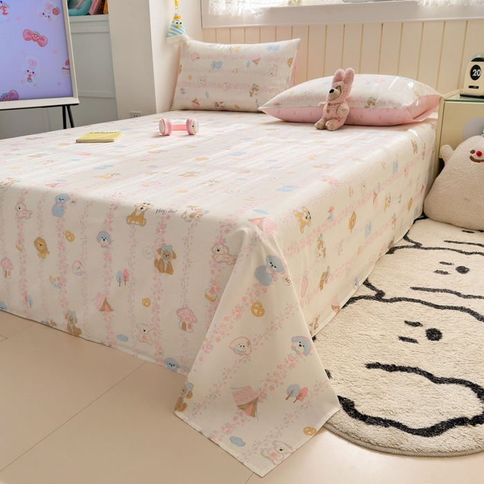 91家纺网 家纺一手货源 找家纺 典曼家纺 2025新款40支学生季卡通印花床单单床单床单单件 可爱多