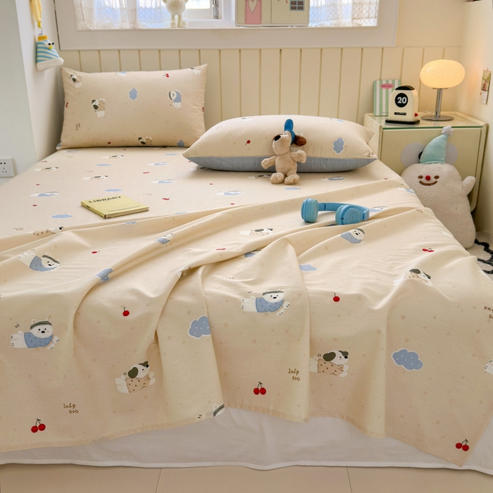 91家纺网 家纺一手货源 找家纺 典曼家纺 2025新款40支学生季卡通印花床单单床单床单单件 可可汪