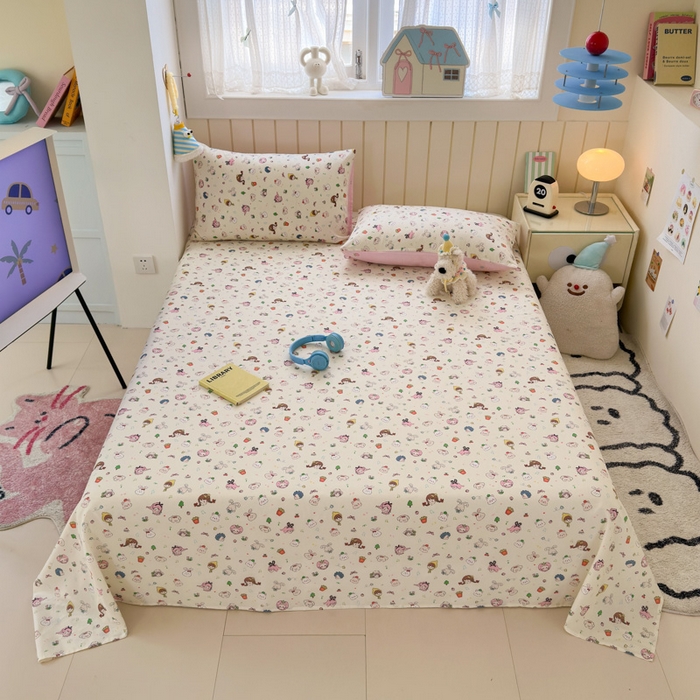 91家纺网 家纺一手货源 找家纺 典曼家纺 2025新款40支学生季卡通印花床单单床单床单单件 玛奇朵