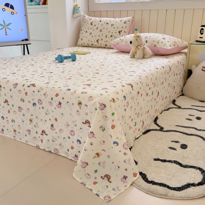 91家纺网 家纺一手货源 找家纺 典曼家纺 2025新款40支学生季卡通印花床单单床单床单单件 玛奇朵