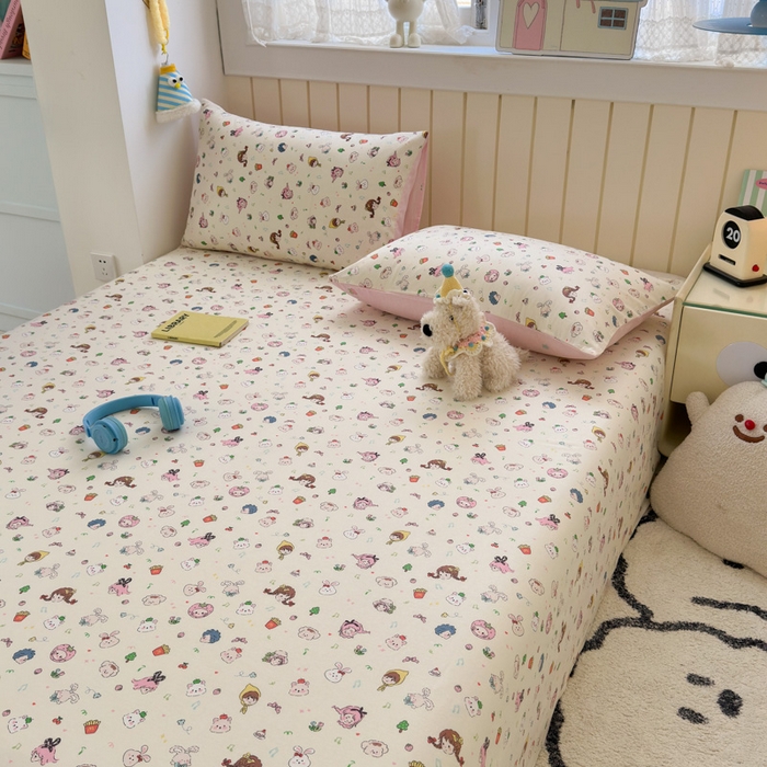 91家纺网 家纺一手货源 找家纺 典曼家纺 2025新款40支学生季卡通印花床单单床单床单单件 玛奇朵