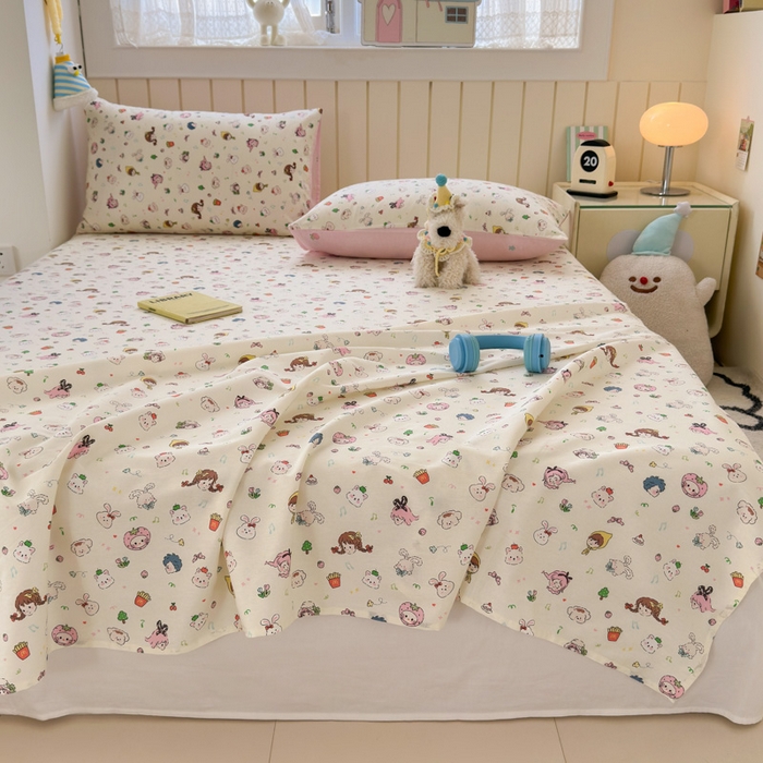 91家纺网 家纺一手货源 找家纺 典曼家纺 2025新款40支学生季卡通印花床单单床单床单单件 玛奇朵