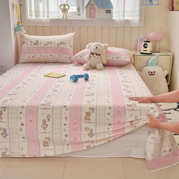 典曼家纺 2025新款40支学生季卡通印花床单单床单床单单件 奶昔小熊