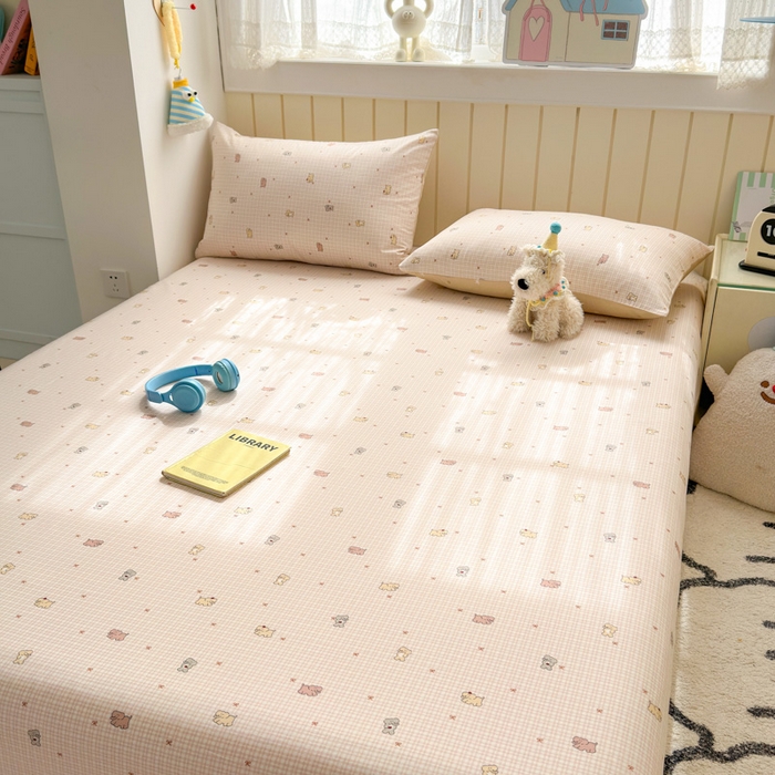 91家纺网 家纺一手货源 找家纺 典曼家纺 2025新款40支学生季卡通印花床单单床单床单单件 泡芙小象