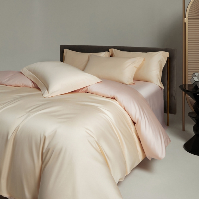 91家纺网 家纺一手货源 找家纺 柔觉家纺 柔系列A类100支单品被套 香草色-浅粉