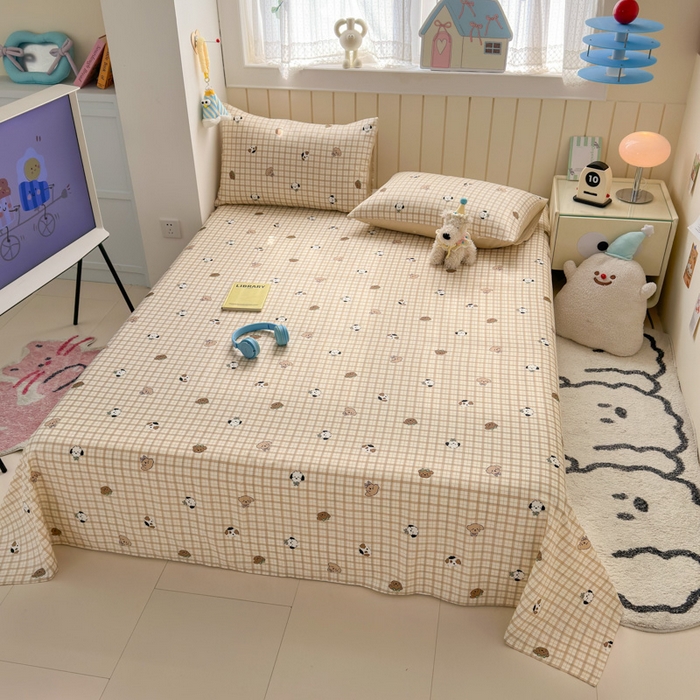 91家纺网 家纺一手货源 找家纺 典曼家纺 2025新款40支学生季卡通印花床单单床单床单单件 曲奇小狗