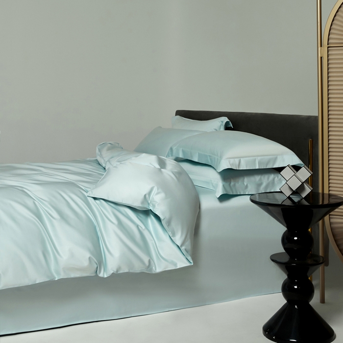 91家纺网 家纺一手货源 找家纺 柔觉家纺 柔系列A类100支单品被套 远天蓝