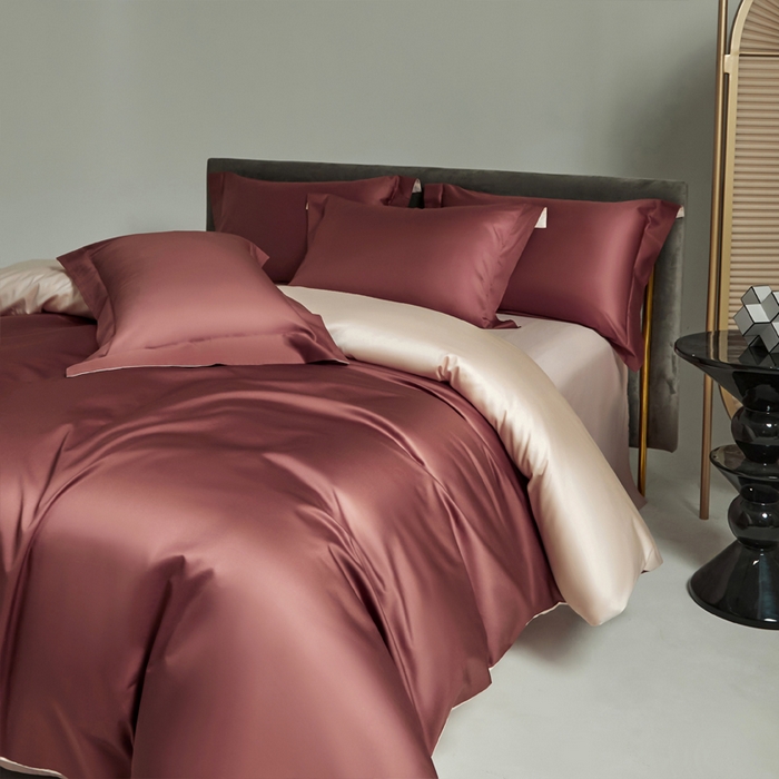 91家纺网 家纺一手货源 找家纺 柔觉家纺 柔系列A类100支单品被套 可可咖-浅粉