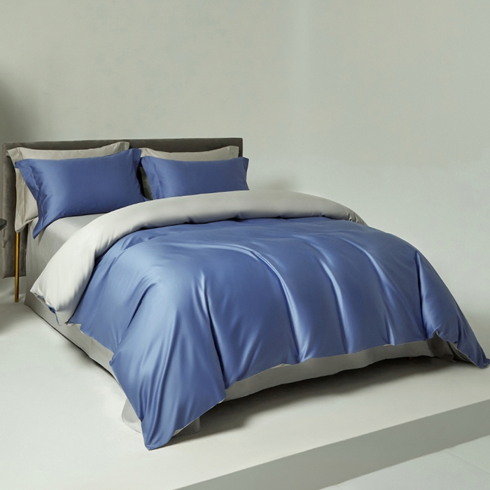 91家纺网 家纺一手货源 找家纺 柔觉家纺 柔系列A类100支单品被套 海蓝-雅致银