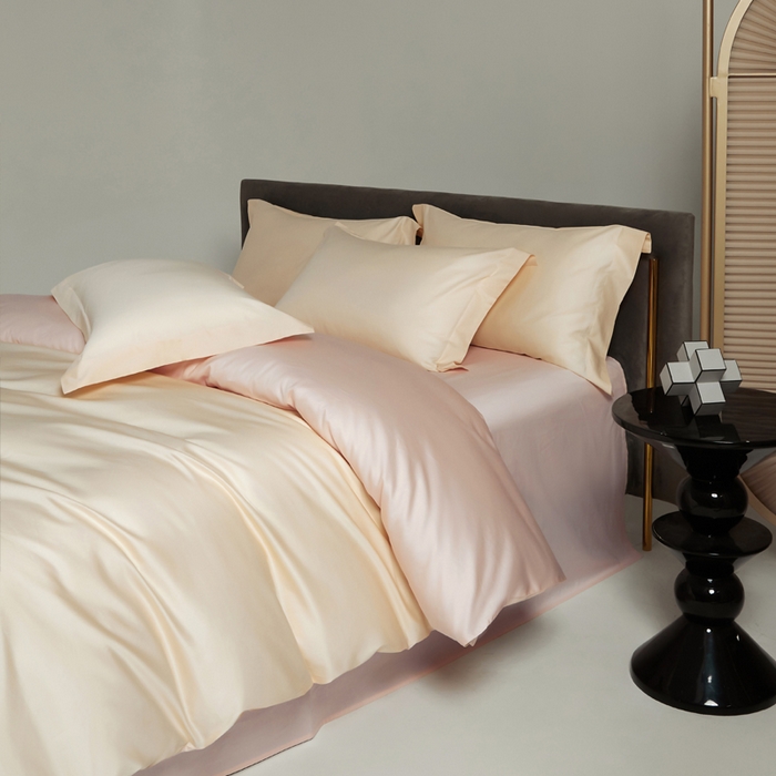 91家纺网 家纺一手货源 找家纺 柔觉家纺 柔系列A类100支单品被套 香草色-浅粉