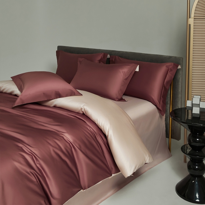 91家纺网 家纺一手货源 找家纺 柔觉家纺 柔系列A类100支单品被套 可可咖-浅粉