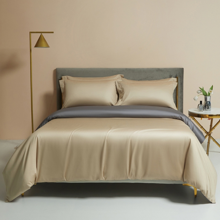 91家纺网 家纺一手货源 找家纺 柔觉家纺 柔系列A类100支单品被套 香槟色-绅士灰