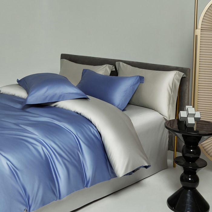 91家纺网 家纺一手货源 找家纺 柔觉家纺 柔系列A类100支单品被套 海蓝-雅致银