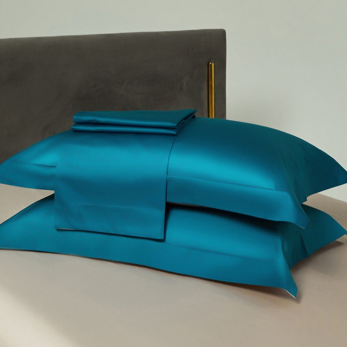 91家纺网 家纺一手货源 找家纺 柔觉家纺 柔系列A类100支单品被套 海港蓝-卡布其