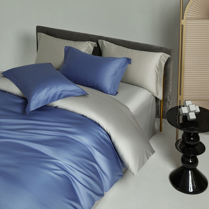 91家纺网 家纺一手货源 找家纺 柔觉家纺 柔系列A类100支单品被套 海蓝-雅致银