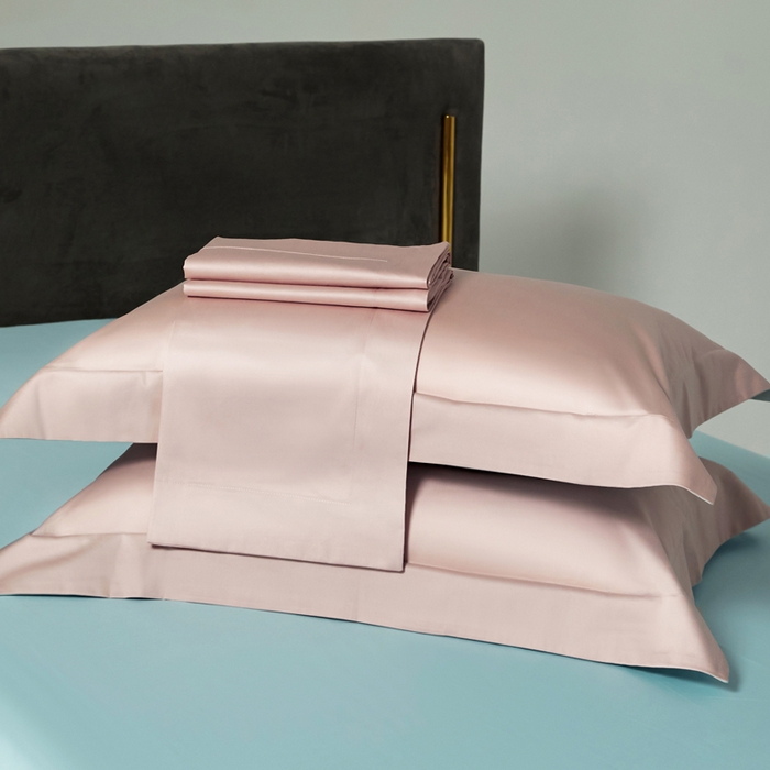 91家纺网 家纺一手货源 找家纺 柔觉家纺 柔系列A类100支单品被套 樱桃粉-远天蓝