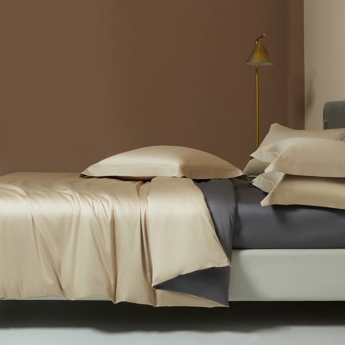 91家纺网 家纺一手货源 找家纺 柔觉家纺 柔系列A类100支单品被套 香槟色-绅士灰