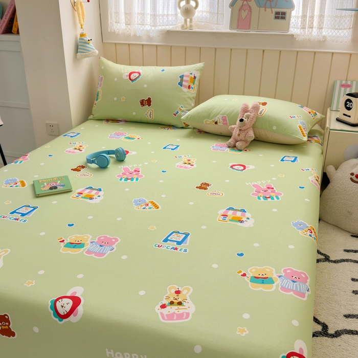 91家纺网 家纺一手货源 找家纺 典曼家纺 2025新款40支学生季卡通印花床单单床单床单单件 趣味熊