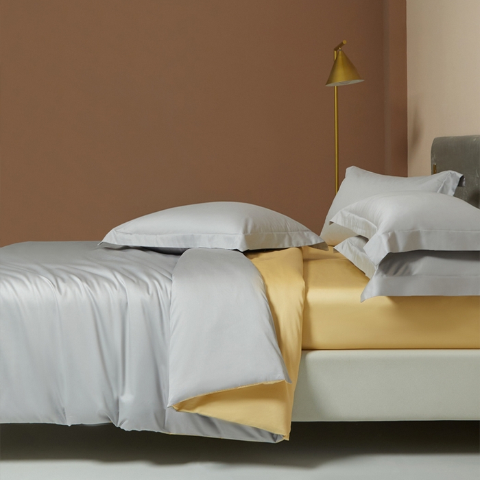 91家纺网 家纺一手货源 找家纺 柔觉家纺 柔系列A类100支单品被套 雅致银-柠檬黄