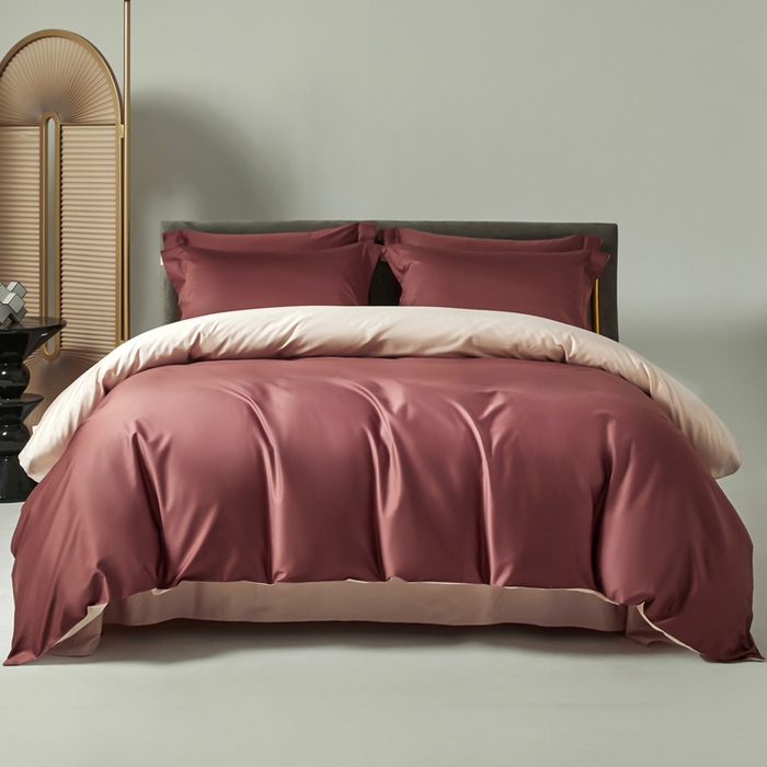 91家纺网 家纺一手货源 找家纺 柔觉家纺 柔系列A类100支单品被套 可可咖-浅粉