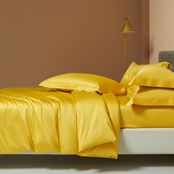 91家纺网 家纺一手货源 找家纺 柔觉家纺 柔系列A类100支单品被套 姜黄