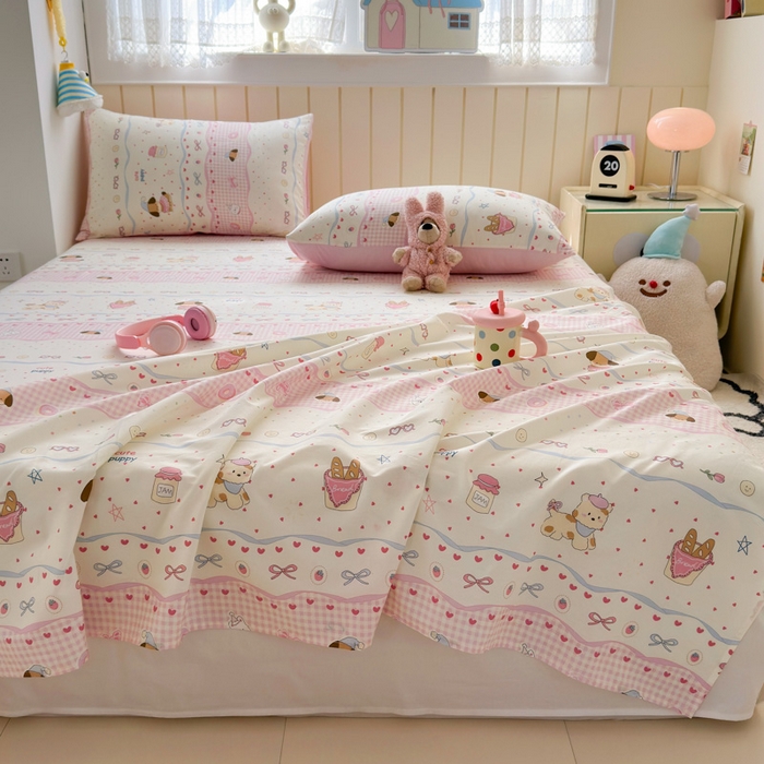 91家纺网 家纺一手货源 找家纺 典曼家纺 2025新款40支学生季卡通印花床单单床单床单单件 甜甜圈