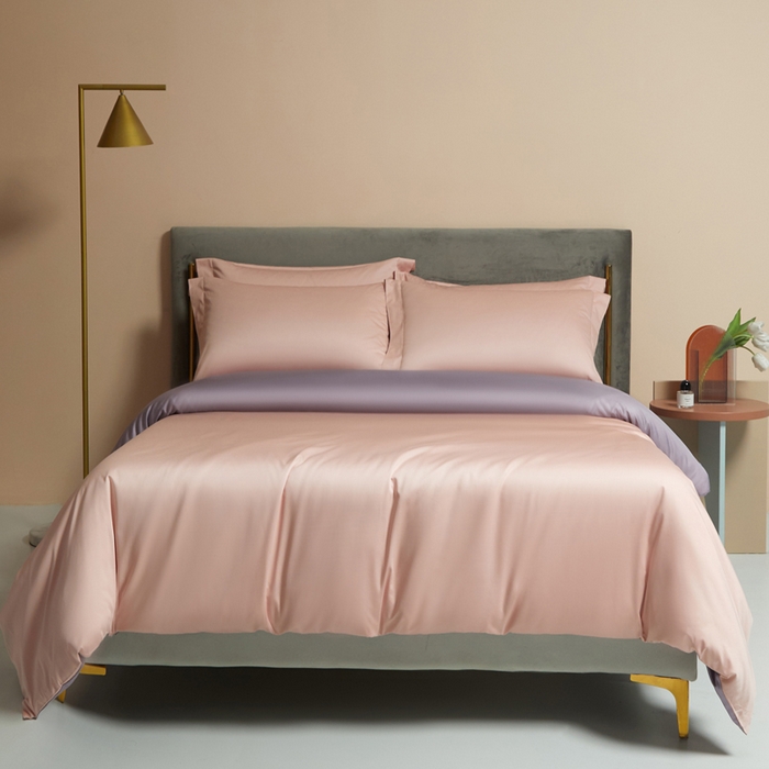 91家纺网 家纺一手货源 找家纺 柔觉家纺 柔系列A类100支单品被套 粉豆沙-蔷薇紫