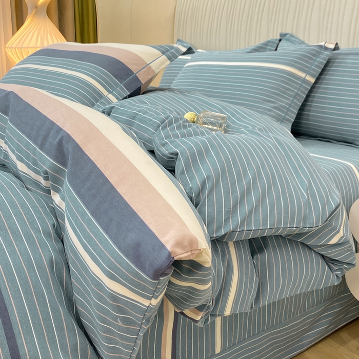 91家纺网 家纺一手货源 找家纺 红日子纺织品 2025新款100%全棉纯棉磨毛四件套 简希绿条