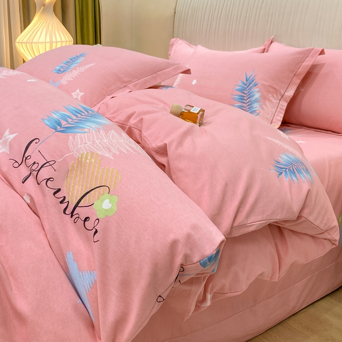 91家纺网 家纺一手货源 找家纺 红日子纺织品 2025新款100%全棉纯棉磨毛四件套 梦若非