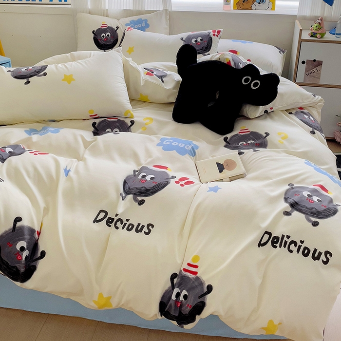 91家纺网 家纺一手货源 找家纺 （总）2025开学季新款学生宿舍三件套被套小清新卡通超柔水洗云朵棉四件套