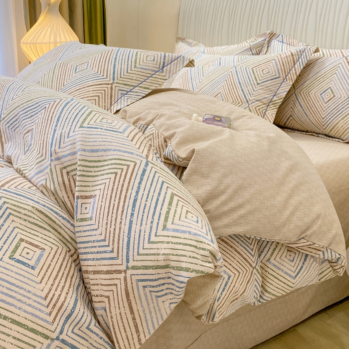 91家纺网 家纺一手货源 找家纺 红日子纺织品 2025新款100%全棉纯棉磨毛四件套 慕白