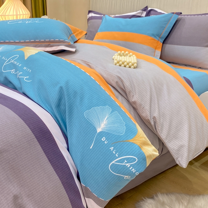 91家纺网 家纺一手货源 找家纺 红日子纺织品 2025新款100%全棉纯棉磨毛四件套 时尚风信