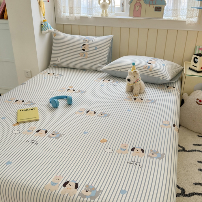 91家纺网 家纺一手货源 找家纺 典曼家纺 2025新款40支学生季卡通印花床单单床单床单单件 小狗日记