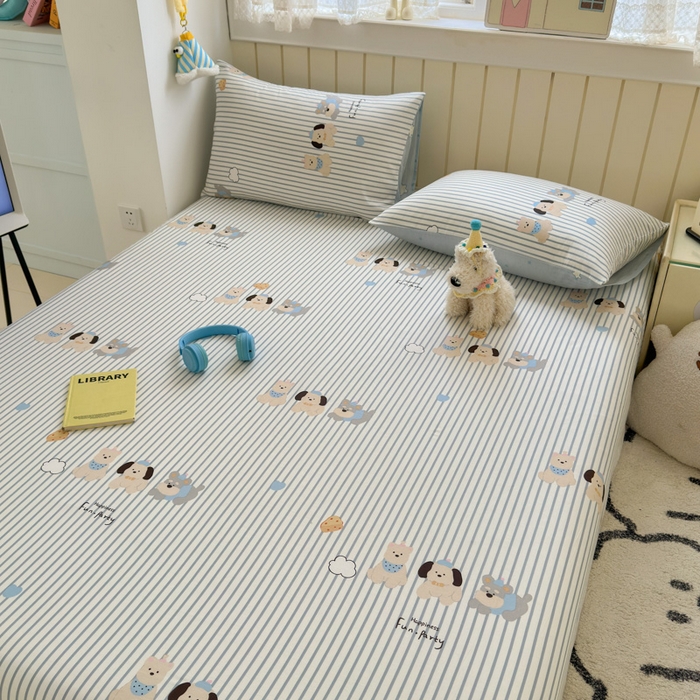 91家纺网 家纺一手货源 找家纺 典曼家纺 2025新款40支学生季卡通印花床单单床单床单单件 小狗日记