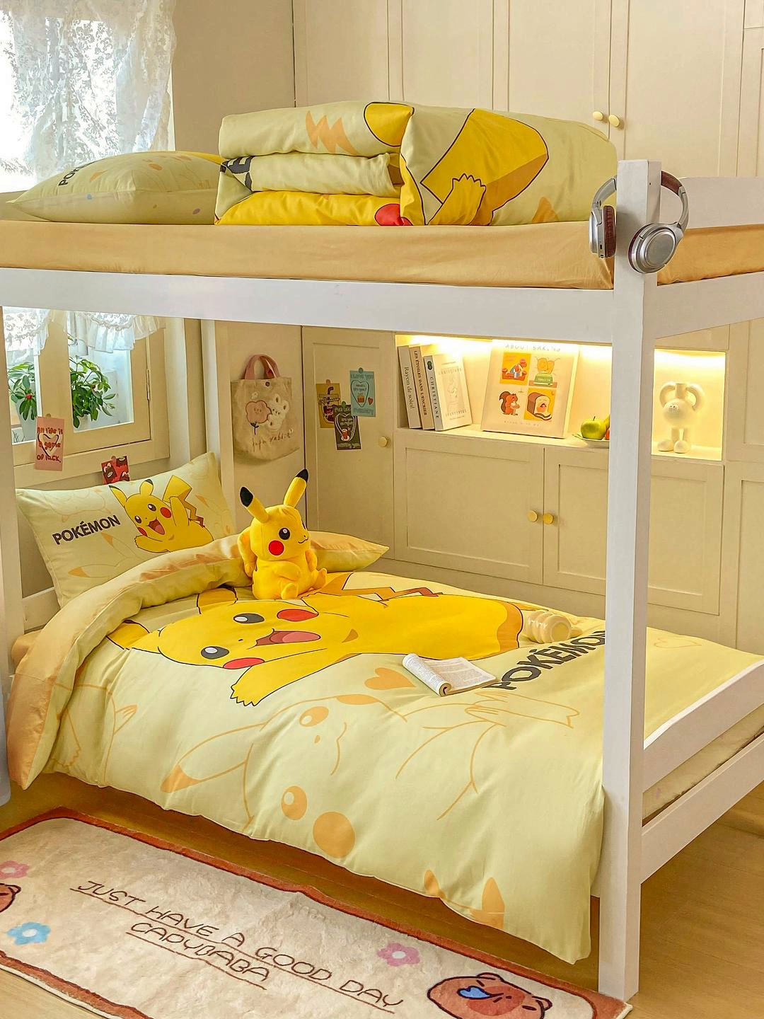 91家纺网 家纺一手货源 找家纺 （总）博雅 2025新款宝可梦皮卡丘正版授权上下铺套件