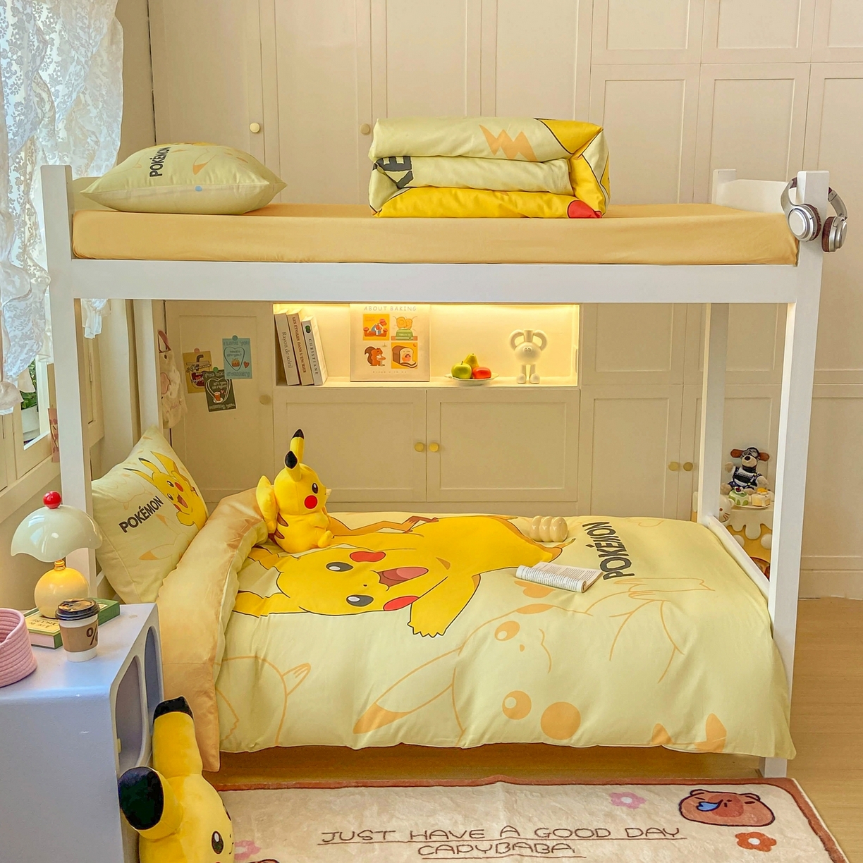 91家纺网 家纺一手货源 找家纺 （总）博雅 2025新款宝可梦皮卡丘正版授权上下铺套件