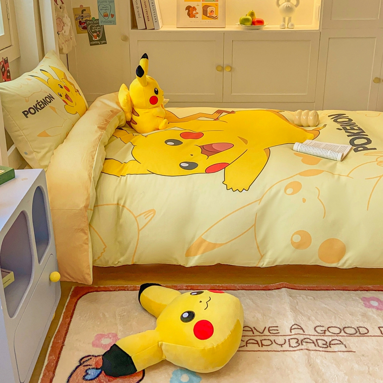 91家纺网 家纺一手货源 找家纺 （总）博雅 2025新款宝可梦皮卡丘正版授权上下铺套件