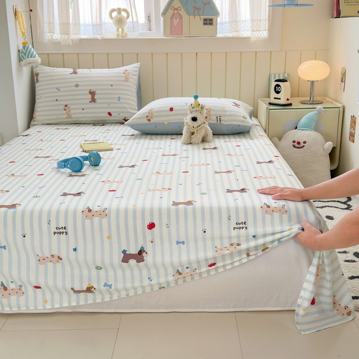 典曼家纺 2025新款40支学生季卡通印花床单单床单床单单件 椰蓝小腊肠