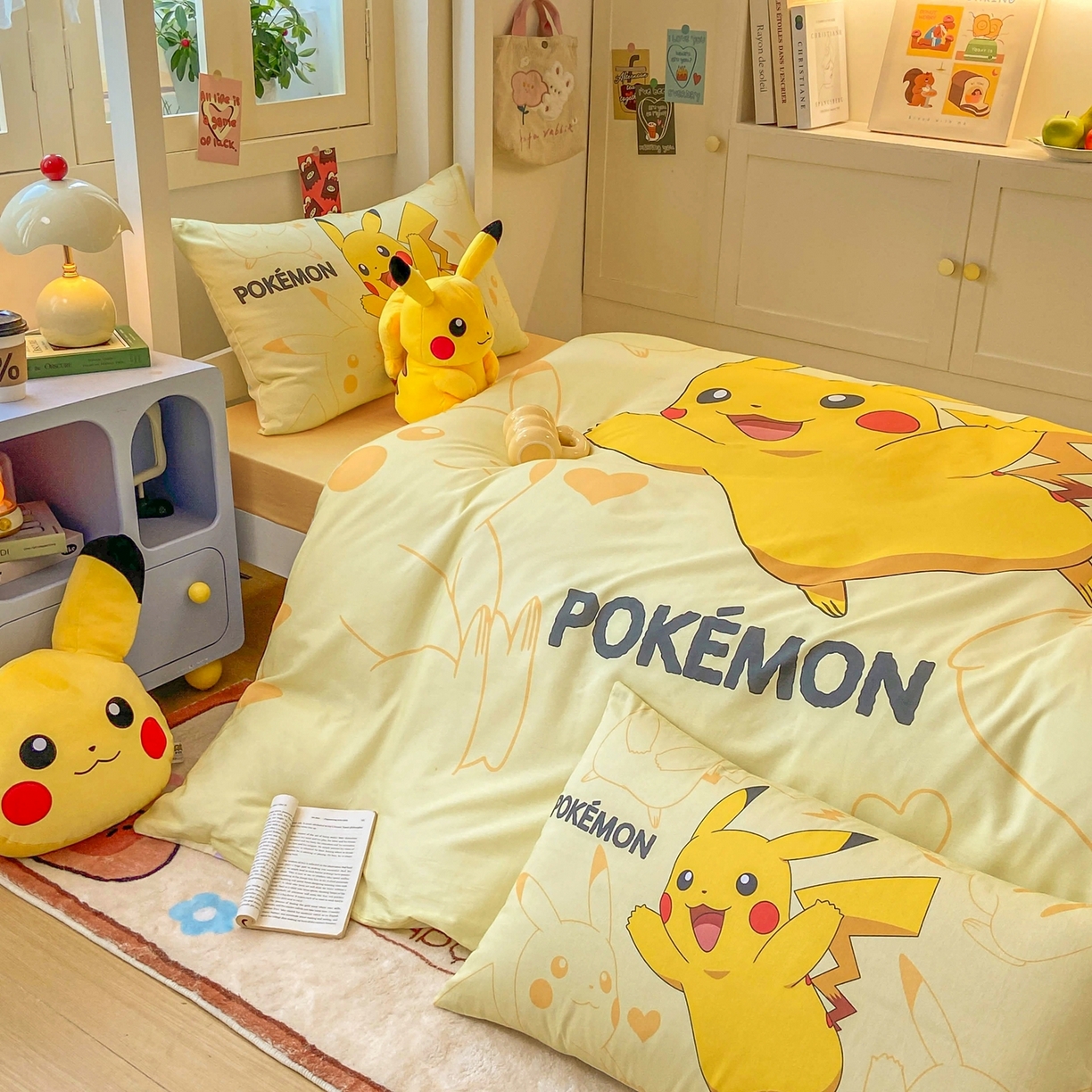 91家纺网 家纺一手货源 找家纺 （总）博雅 2025新款宝可梦皮卡丘正版授权上下铺套件