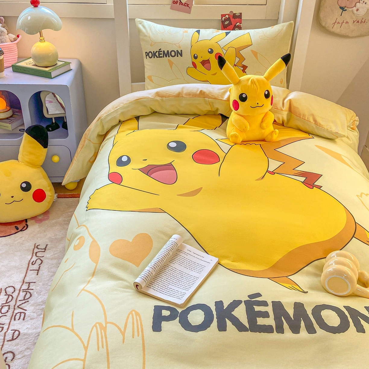 91家纺网 家纺一手货源 找家纺 （总）博雅 2025新款宝可梦皮卡丘正版授权上下铺套件