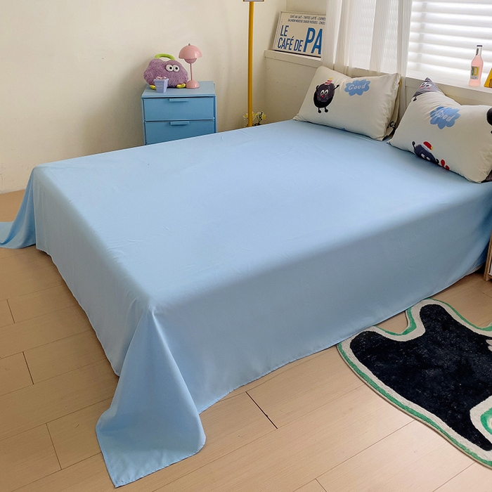 91家纺网 家纺一手货源 找家纺 2025开学季新款学生宿舍三件套被套小清新卡通超柔水洗云朵棉四件套 黑煤球