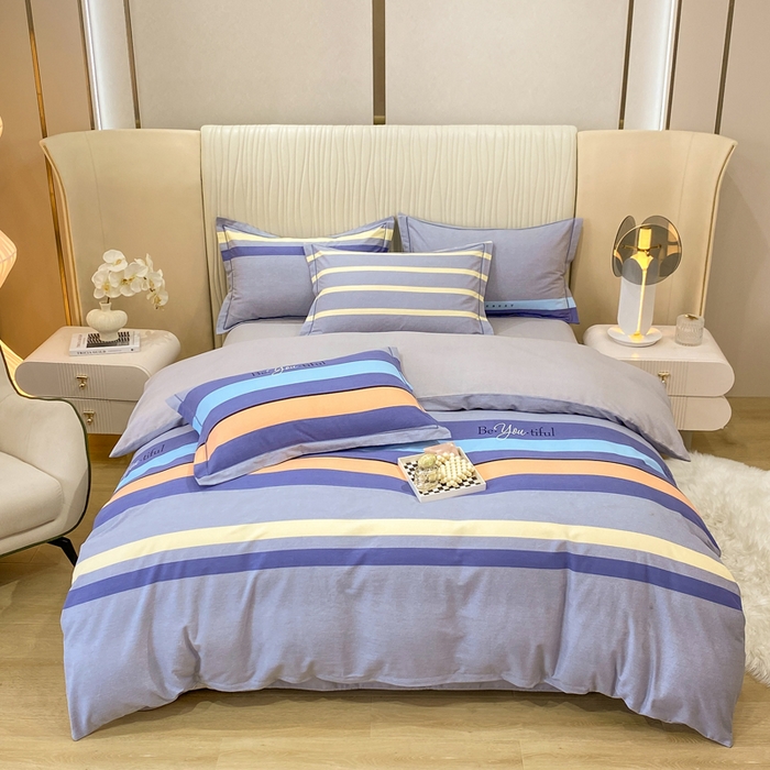 91家纺网 家纺一手货源 找家纺 红日子纺织品 2025新款100%全棉纯棉磨毛四件套 艾丽线条