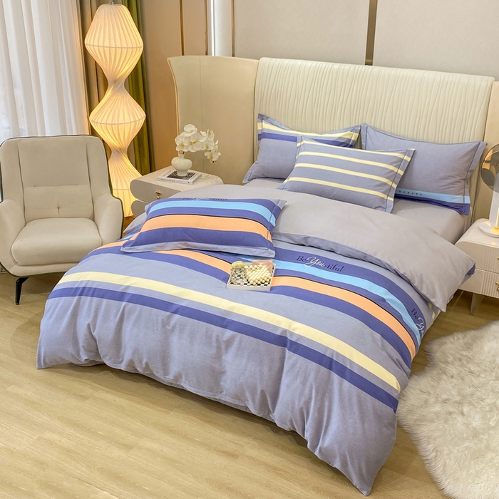 91家纺网 家纺一手货源 找家纺 红日子纺织品 2025新款100%全棉纯棉磨毛四件套 艾丽线条