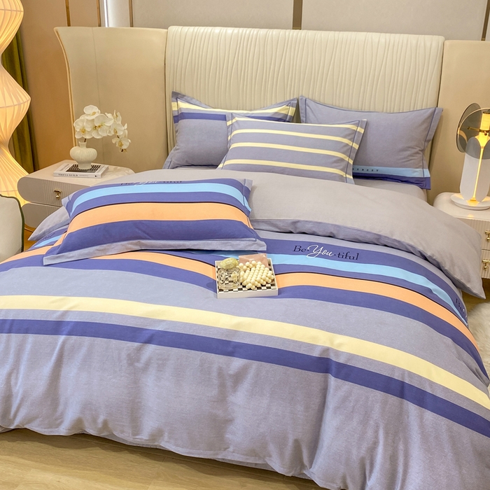 91家纺网 家纺一手货源 找家纺 红日子纺织品 2025新款100%全棉纯棉磨毛四件套 艾丽线条