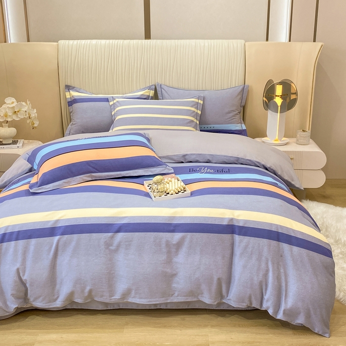 91家纺网 家纺一手货源 找家纺 红日子纺织品 2025新款100%全棉纯棉磨毛四件套 艾丽线条