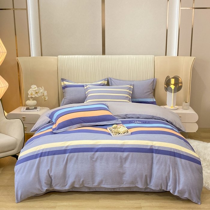 91家纺网 家纺一手货源 找家纺 红日子纺织品 2025新款100%全棉纯棉磨毛四件套 艾丽线条