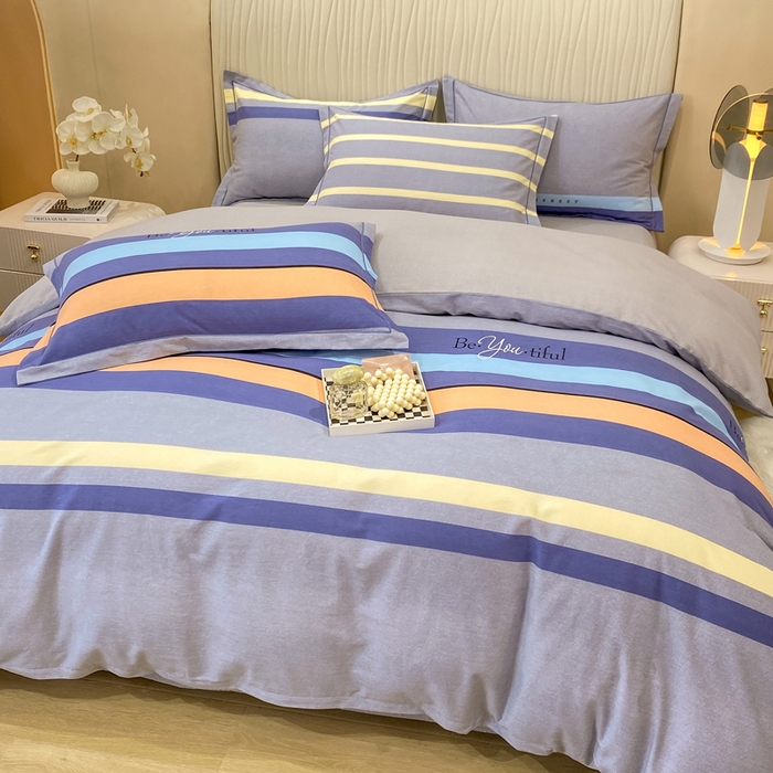 91家纺网 家纺一手货源 找家纺 红日子纺织品 2025新款100%全棉纯棉磨毛四件套 艾丽线条